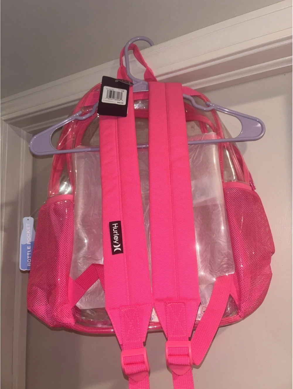 Hurley Clear Pink Backpack 15” Stadium Approved School Travel Bag NWT